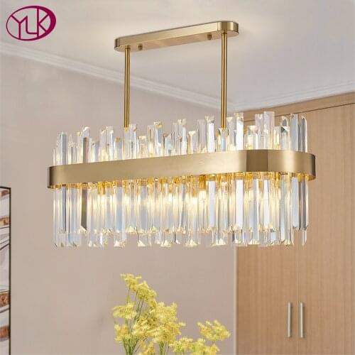 Modern crystal chandelier for dining room brushed gold led cristal lamp kitchen island hang light fixture luxury indoor lighting