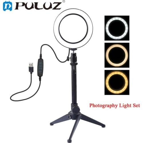 LED Ring Light Video Photography Selfie Lamp Dimmable with Camera Phone Desktop Tripod for Shooting Makeup Video Live Studio