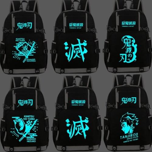 Anime Demon Slayer:Kimetsu no Yaiba Backpack Cosplay Kamado Tanjirou Kisatsutai luminous Oxford Bag Schoolbag Travel Bags