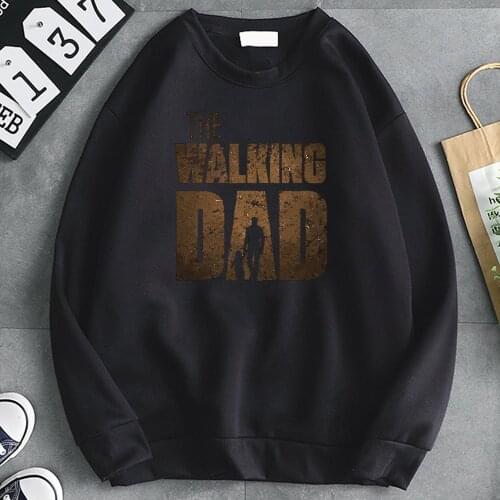 The Walking Dad Print Hoodie Men Loose Pocket Long Sleeve Sweatshirts Manga Fashion Vintage Men Hip Hop Loose Crewneck Clothing