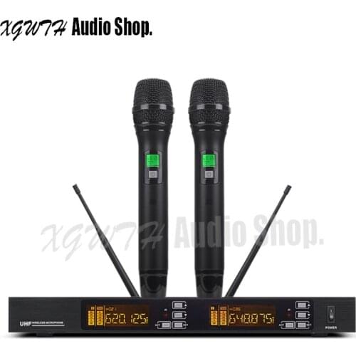UHF Wireless Handheld Microphone System Dual Dynamic Super Cardioid Mic Professional for Stage Karaoke Studio Audio DJ Equipment