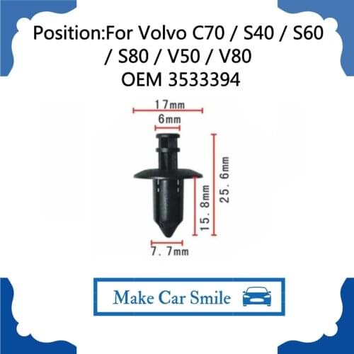 X10pcs For Volvo C70 / S40 / S60 / S80 / V50 / V80 OEM 07-14 XC90 Front Bumper Grille-Support Clip 3533394