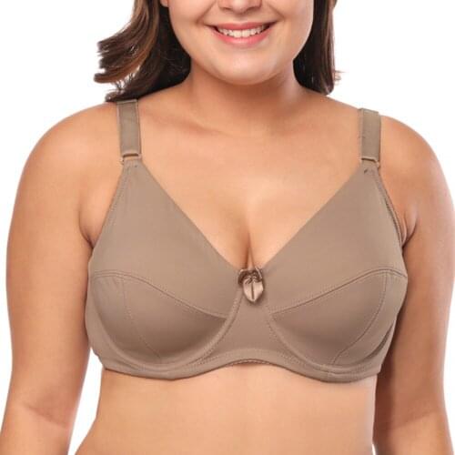 Womens Non-Padded Plus Size Bra Wire Free Comfort Lift 3/4 Coverage Support Bra Top 36 38 40 42 44 46 48 50 52 C D DD E F