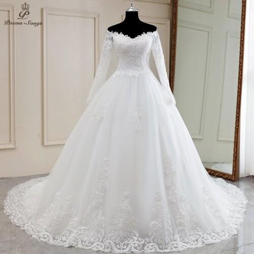 Poemssongs New Sexy luxury Elegant long sleeves wedding dress boho marriage dress robe de mariee vestidos de novia wedding gown