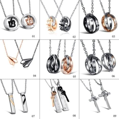 1 Pair Fashion Best Friends Honey Love Couple Pendant Necklace Cross Men Women 316L Stainless Steel Unisex Lovers Jewelry Gift