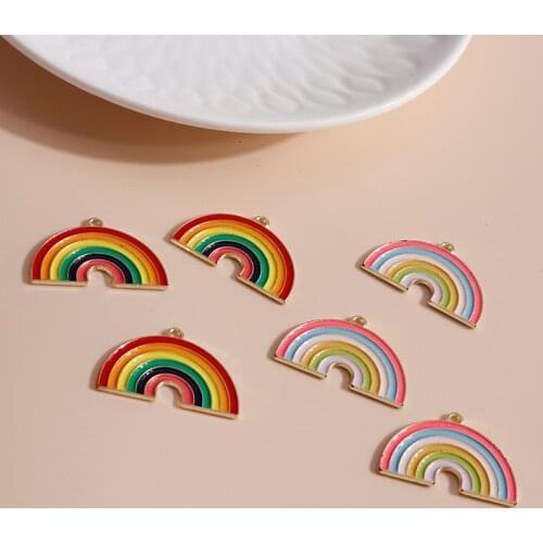 10pcs 30*19 Cute Enamel Semicircle Rainbow Charms for Jewelry Making DIY Natural Charms Pendants Necklaces Earrings Accessories