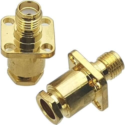 10Pcs Connector SMA Female jack 4-holes Flange clamp RG58 RG142 LMR195 RG400 Cable RF Adapter Coaxial High Quanlity