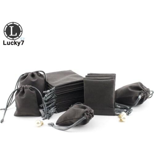 10Pcs Grey Jewelry Velvet Bags Flannel Pouches Wedding Candy Gift Packing Christmas Decoration Custom Logo