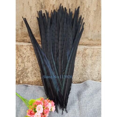 100pcs/ lot 50-55cm long black Pheasant feathers 16-18" natural ringneck pheasant tail feathers real feather plumes for crafts