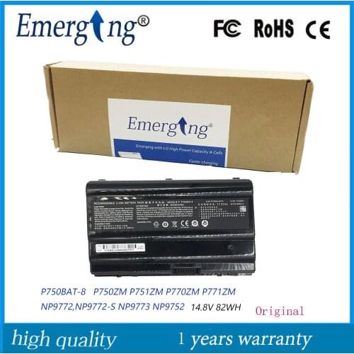 14.8V 82WH New Laptop Battery P750BAT-8 For Clevo P750ZM P750S P751 P751ZM EON17-X X599 P770ZM P750DM3-G P750DM3-G Force X599