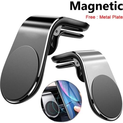 2PCS L-Shape Magnetic Car Phone Holder Air Vent Mount Stand in Car GPS Mobile Phone Holder Blacket For iPhone11 Samsung Xiaomi