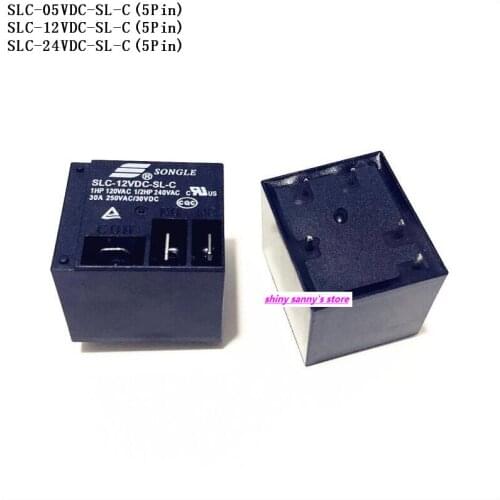2pcs/Lot SONGLE Power Relay SLC-05VDC-SL-C , SLC-12VDC-SL-C , SLC-24VDC-SL-C 5Pin 5V 12V 24V 30A T91 Brand New