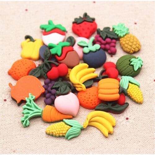 20pcs Mix Designs Cute Matte Resin Fruit/Vegetable Simulation Miniature Food Flatback Cabochon DIY Hair Clip/Craft Decoration
