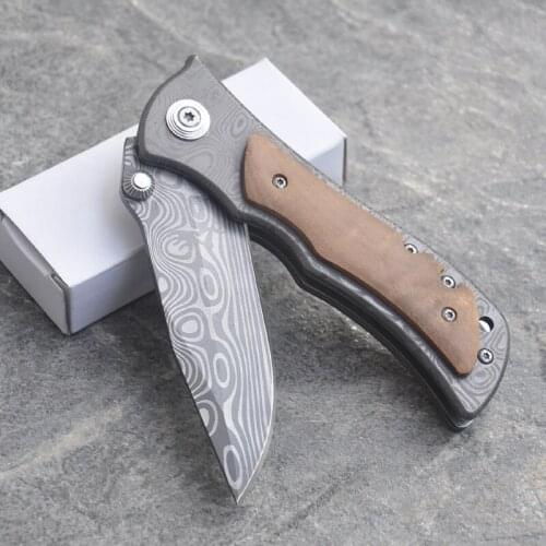 8.2'' Damascus Tactical Folding Blade Knife Hunting Knife Survival Combat Pocket Knife Multi Knives Camping Outdoor Rescue Tool