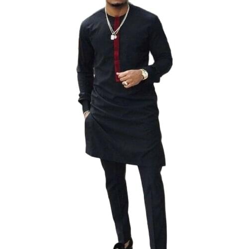 African clothes Man Shirts With Pants Fashion Patchwork Tops+Trousers Custom Made Mens Outfits African Pant Set For Party