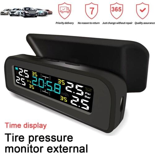 Car TPMS Wireless Car Tire Pressure Monitoring Intelligent System Solar Power LED Display with 4 Built-in or External Sensor