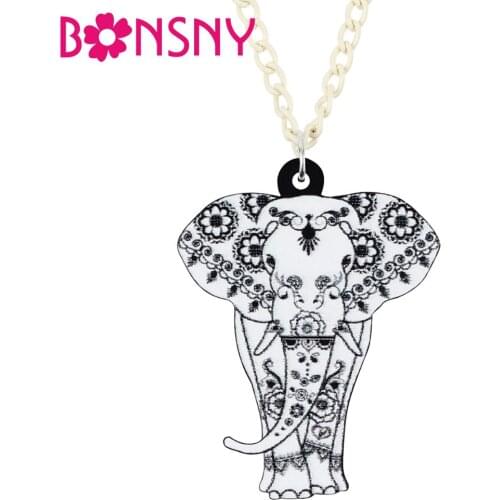Bonsny Acrylic Walking Elephant Necklace Choker Jungle Animal Pendant Fashion Jewelry For Women Teens Girls Novelty Party Gift