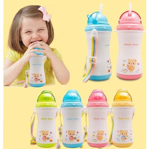 300ml Non-spillable Mug Bottle with Straw Drinking Bottle Folding Straw Child Cup Sipper Bottle Feeding For Children