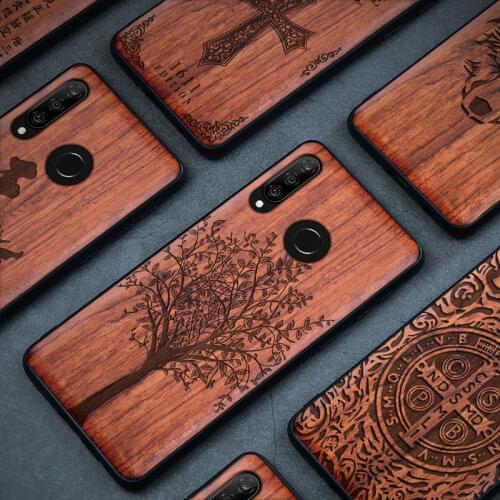 Carveit Real Wooden Cases Accessories For Phones Shockproof Huawei P30 Lite Soft-Edge Cover Nova 4e Luxury Shell Protective Hull