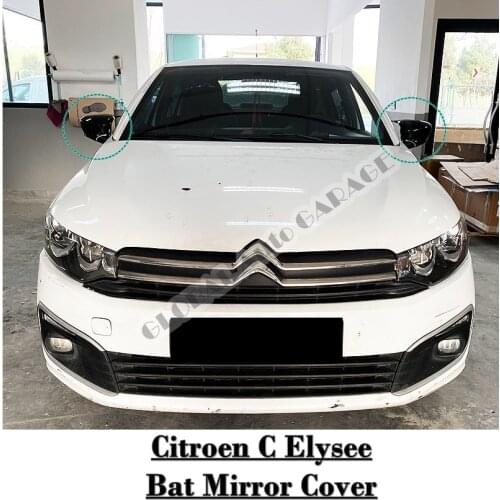 For CITROEN C ELYSEE Bat Mirror Cover 2012-2019 Glossy Piano Black 2 Pieces Wing Car Styling Auto Accessory Universal Spoiler