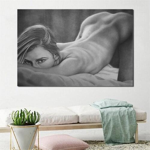 Black White Sexy Girl Nude Wallpaper Canvas Painting Print Living Room Home Decor Modern Wall Art Oil Painting Poster Pictures