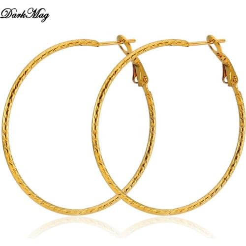 DarkMag Stainless Steel Large Circle Hoop Earrings Gold for Women Round Circle Earrings Hoops Ear Rings Party Club