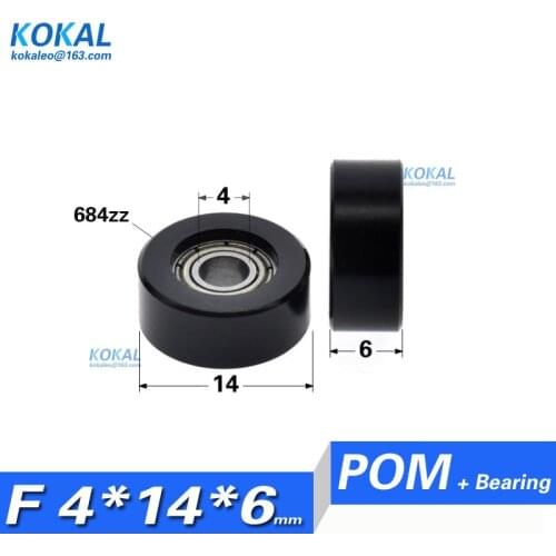 [F0414-6]1PCS minisize inner diamater 4mm outer diameter 14mm 684zz 684 POM white non-standard ball bearing wheel 4X14X6mm 0414K