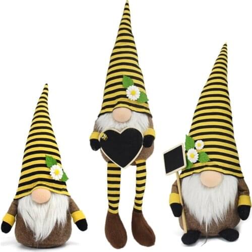 Bumble Bee Gnomes Plush Yellow & Black Scandinavian Tomte Nisse Swedish Spring Decorations