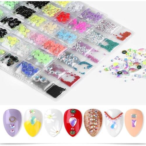 Hot Sellling High Brightness Mixed Size Crystal Transparent AB Non-Thermal Modification Flat Bottom Diamond Nail 3D Nail Art