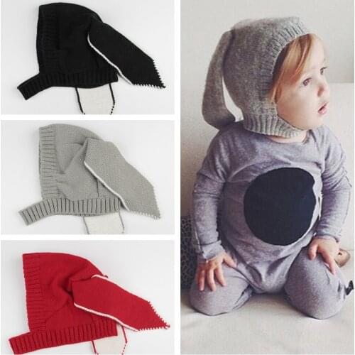 Cotton Autumn Winter Baby Rabbit Ears Cap Knitted Caps for Kids Baby Bunny Beanie Hats Photography Props Clothing Accessories