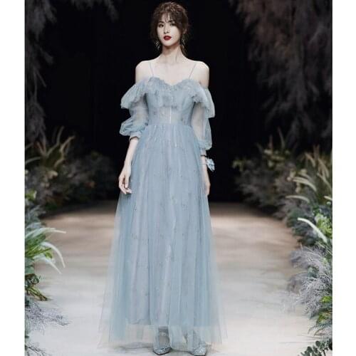 Cocktail Dress Elegant Bridesmaid Wedding Party Dresses Lace Sequins Shining Tea Length Robe De Soiree qipao cheongsam