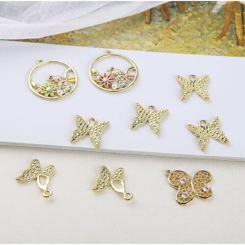 6pcs New Butterfly Earrings bird garland round Rhinestone pendant Vintage animal earrings jewelry necklace accessories materials