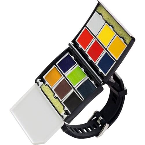 12/24Colors Solid Watercolor Paints Set Creative Portable Watch type Pigment with Paint Brush for Art Supplies Gifts