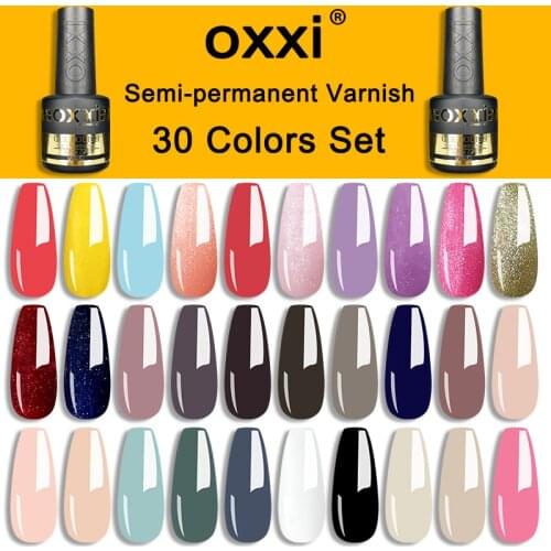 OXXI 30 Colors Semi-permanent Varnishes Set 8ml Nail Art Gel Nail Polish Hot Sale uv led Hybrid Enamel Kit Manciure Gellak Lot