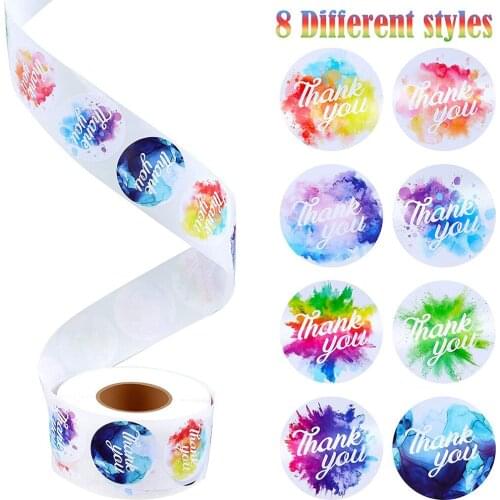 100-500pcs Thank You Stickers Watercolor Printing Seal Labels for Small Business Floral Scrapbook Packag Decorate Party Stickers