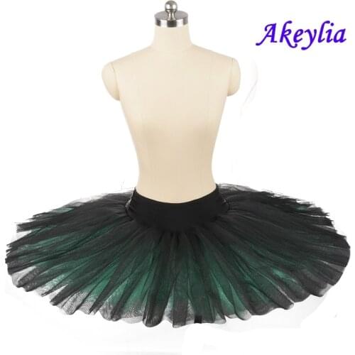 Black With Green Practicing Rehearsal Tutu For Girl White Hard Tulle Ballet Tutu champagne Classical Ballerina Ballet Tutu Kids
