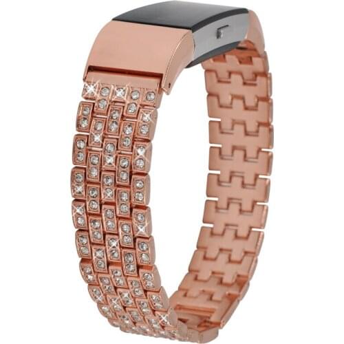 Stainless Steel Band for Fitbit Charge2 Wrist Bracelet Replacement Strap for Fitbit Charge 2 with Rhinestone for 160-210mm Wrist
