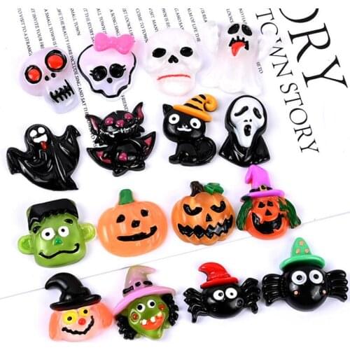 20pcs/lot Resin halloween pumpkin flat back Cabochon Art Supply flatbacks kawaii Hair Bows Center Crafts DIY
