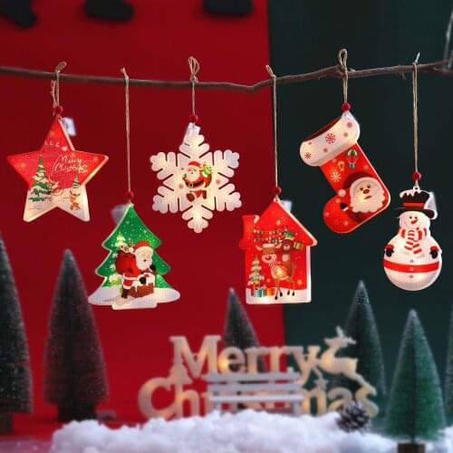 Christmas LED Painted Small Hanging Lights Snowman Star String Lights for Christmas Tree Decor with Button Baterry
