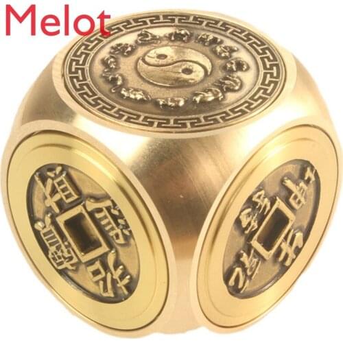 High-End Chinese Qiankun Six-Sided Mini Toy Modern Simple Brass Rotating Useful Tool for Pressure Reduction