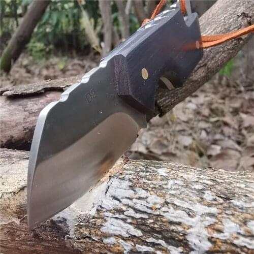 Sandalwood Handle Tactical Straight Knife D2 Sharp Blade Knives Good for Hunting Camping Survival Outdoor and Everyday Carry