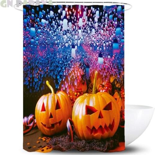 Pumpkin balloon Halloween Curtains Waterproof bathroom Polyester cute kid‘s’ fashion festival Shower Curtains Screen with Hooks