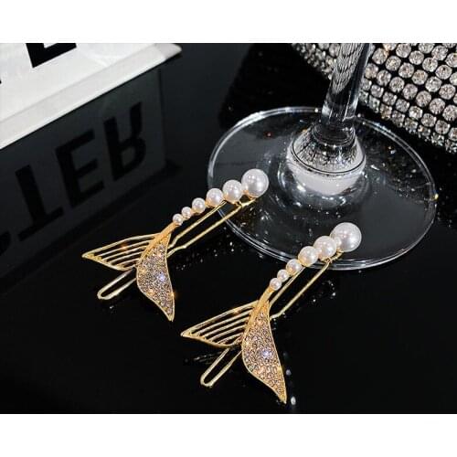 1pcs Mermaid Ji Dolphin Hairpin Pearl Hair Clips Fish Tail Side Clip Daily Wedding Party Valentines Day Hair Accessories