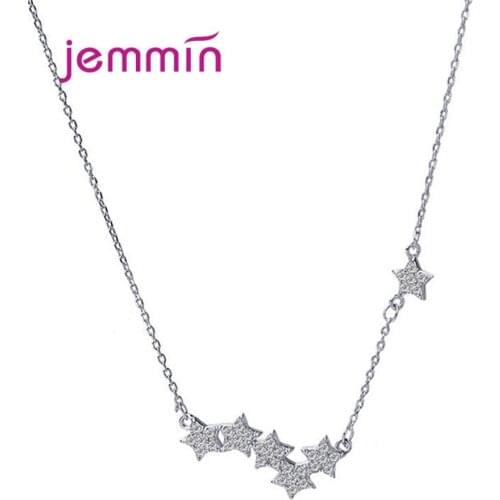 Fashion Natural Cubic Zirconia Inlaid 925 Sterling Silver Stars Pendant Necklaces For Women Romantic Exquisite Choker Jewelry