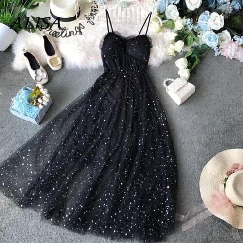 New Women Sequins Mesh Dress Summer Sexy V Neck Party Dresses Ladies Vintage French Sweet Ruffles Korean Lace Long Robe Vestidos