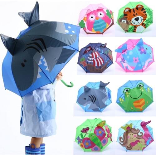Baby 3D Cartoon Umbrella Cover Parasol For Sun Rain Protection UV Rays Outdoor Wind Resistant Folding Umbrella Rain Windproof