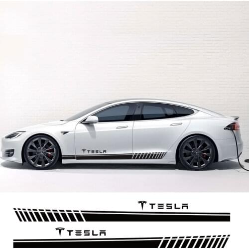 1Pair Car Side Door Waist Skirt Stickers Decals Body Stripe Trim Sticker Exterior Decoration for Tesla Model 3 X S Y Accessries