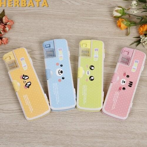 1 pc Plastic Fashion Korean Style pencil case pen pencils for the pencil art Stationery Estuches Escolar School CL-19170