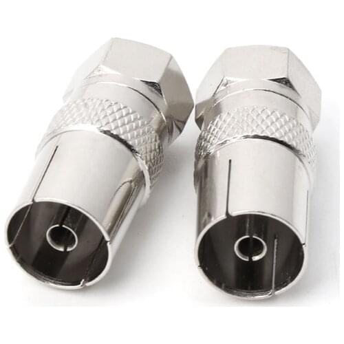 2Pcs F Type Male Plug Connector Socket to RF Coax TV Aerial Female RF Adapters WF4458037