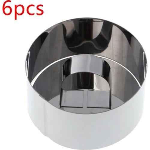6pcs Round Stainless Steel Cake Mousse Pastry Mini Baking Ring Mold With Pusher Stainless Steel Material, Non-toxic And Healthy
